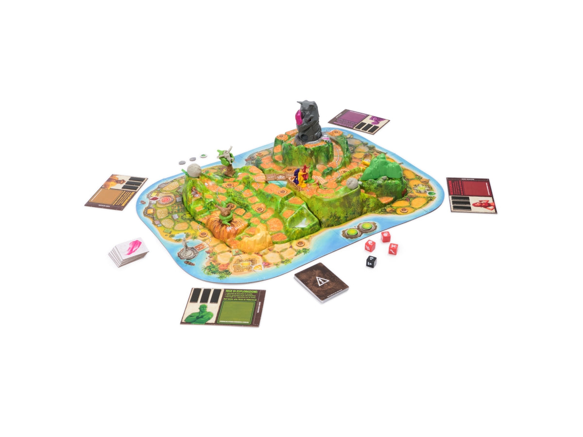 Jumanji Fuga Selvaggia: Gioco da Tavolo Cooperativo per 2-4 Giocatori, Materiale in Carta e Plastica, EtÃ  8+, Tabellone 3D Interattivo, Multicolore - Spin Master