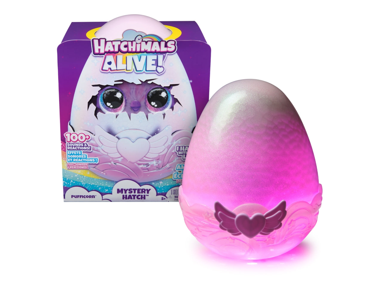 Hatchimals Alive, Uovo Mystery Hatch Pufficorn, peluche interattivo a sorpresa con nebbia, luci e suoni | Spin Master $