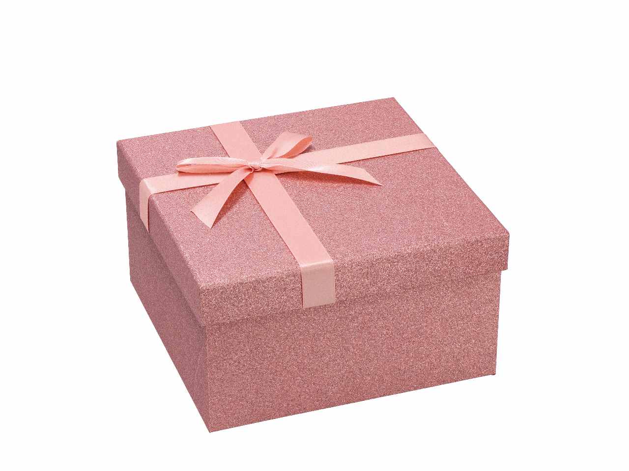 Scatola quadrata con nastro rosa 69095