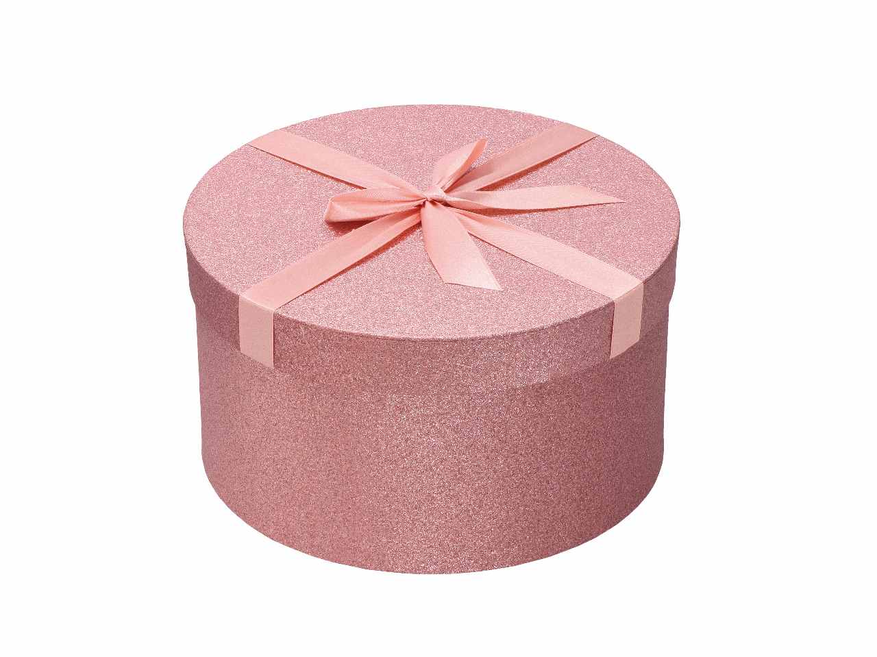 Scatola tonda con nastro rosa d.2 69093