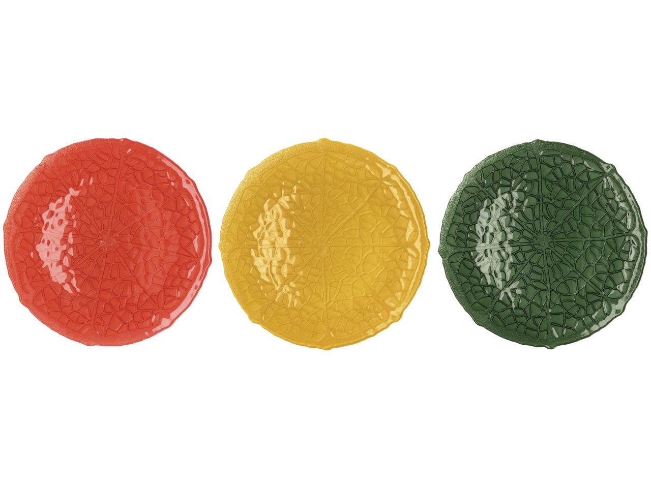 Sottopiatto in vetro decoro agrumi d32cm in 3 colori assortiti