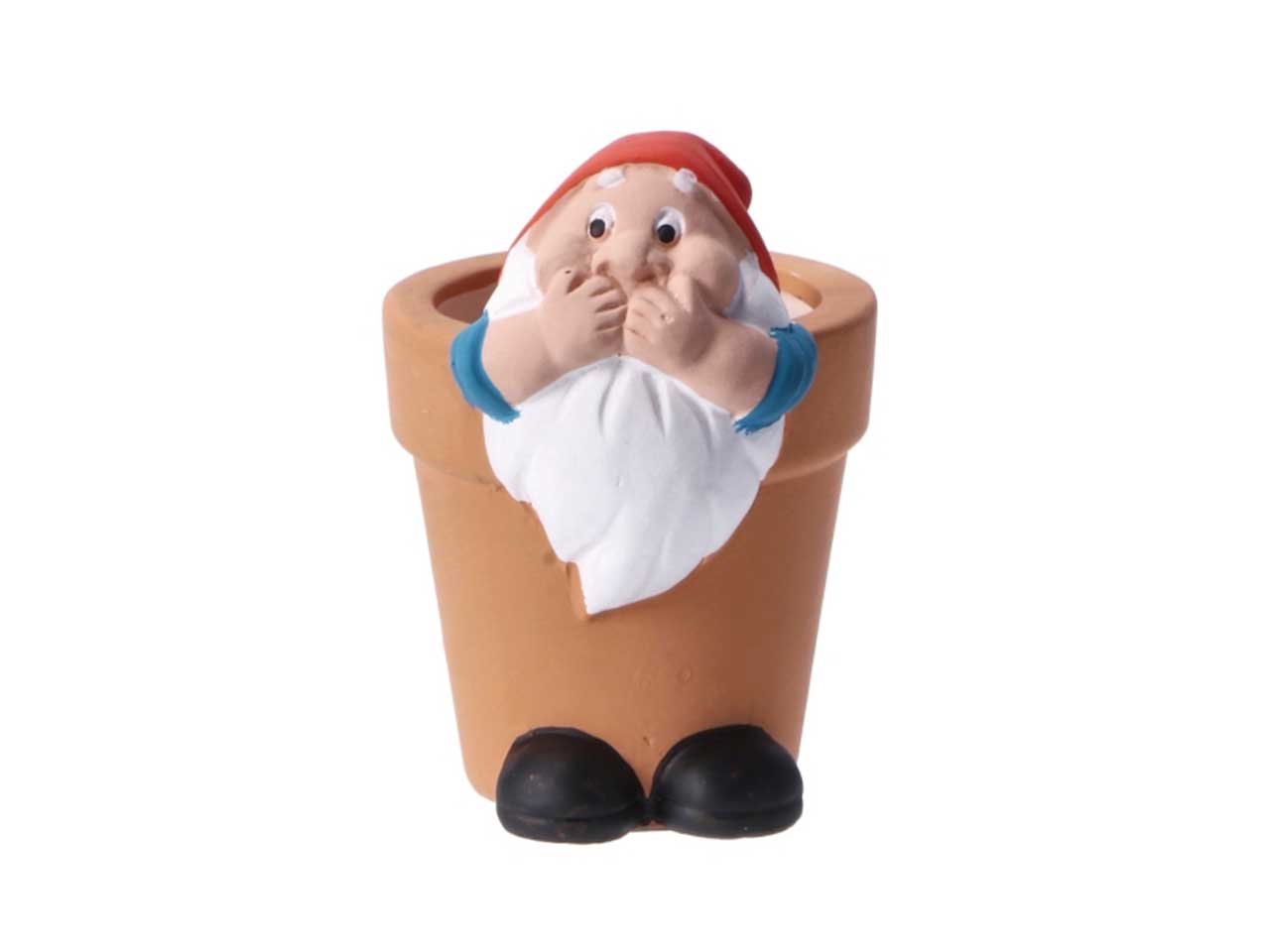 Portavaso in terracotta con gnomo multicolor a campana 9x13 cm - Star