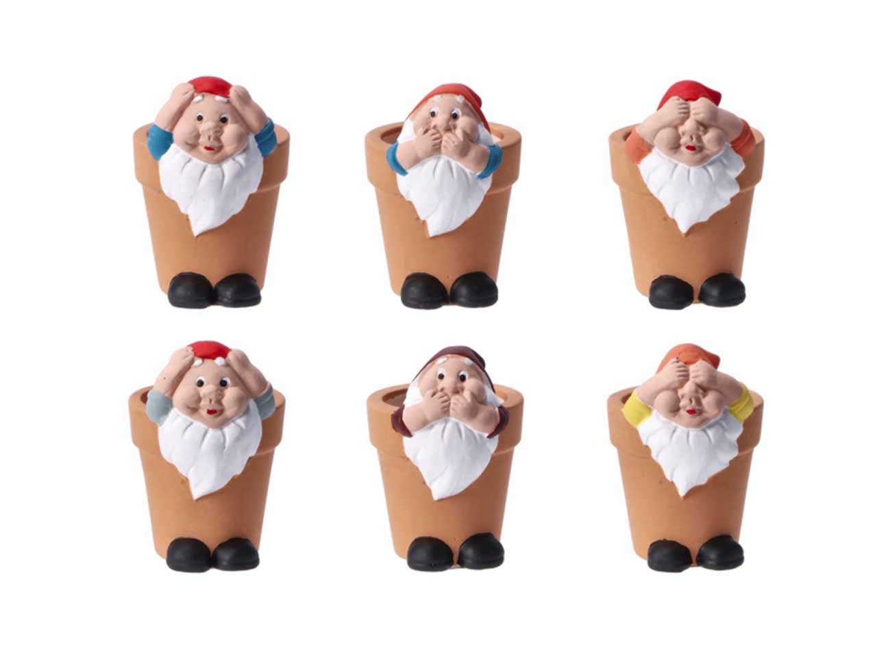 Portavaso in terracotta con gnomo multicolor a campana 9x13 cm - Star