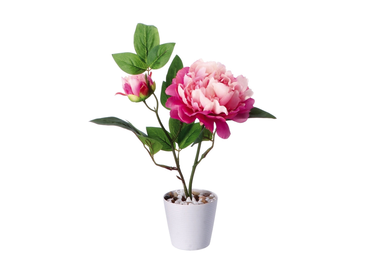 Piantina peonia artificiale in vaso di melamina - colore assortiti realistico e flessibile con fogliame opaco - d.10xh.32cm - Star