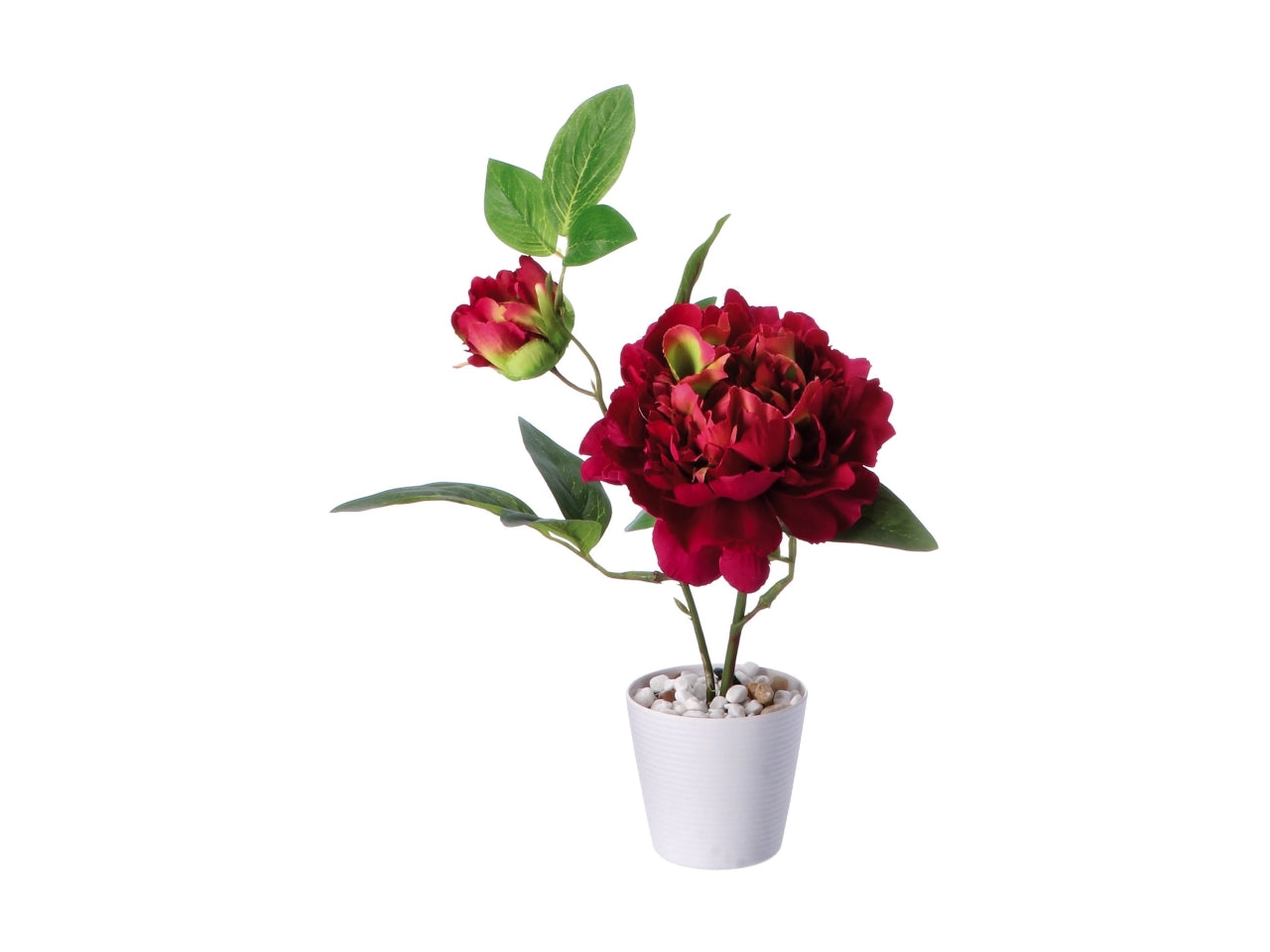 Piantina peonia artificiale in vaso di melamina - colore assortiti realistico e flessibile con fogliame opaco - d.10xh.32cm - Star