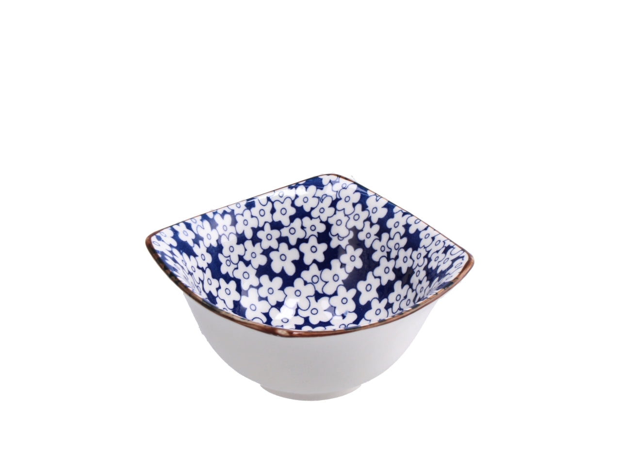 Ciotola in ceramica blu a fantasia floreale e botanica 9,5x9,5x5cm - Star