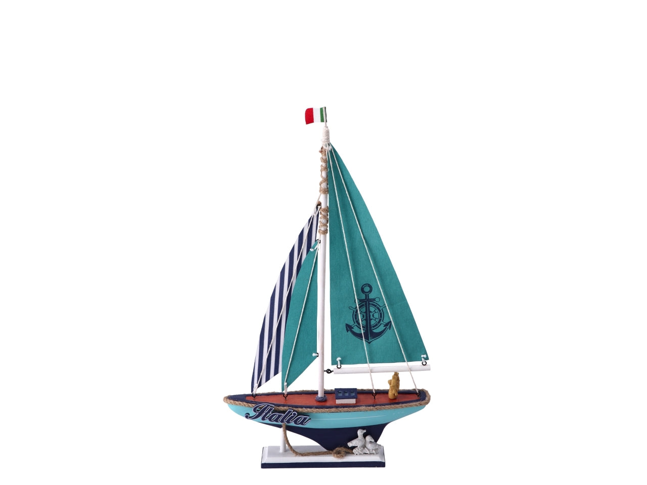 Statua barca a vela in legno stile marinaro 27x6x49 cm - Star