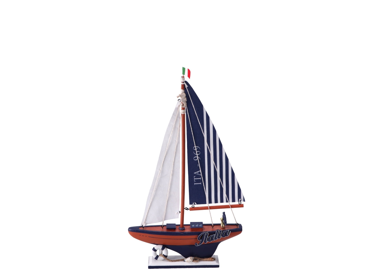 Statua barca a vela in legno stile marinaro 27x6x49 cm - Star