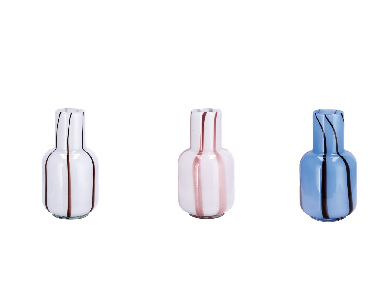 Vaso moderno in vetro 3 colori assortiti forma bottiglia rigata 13x24 cm - Star