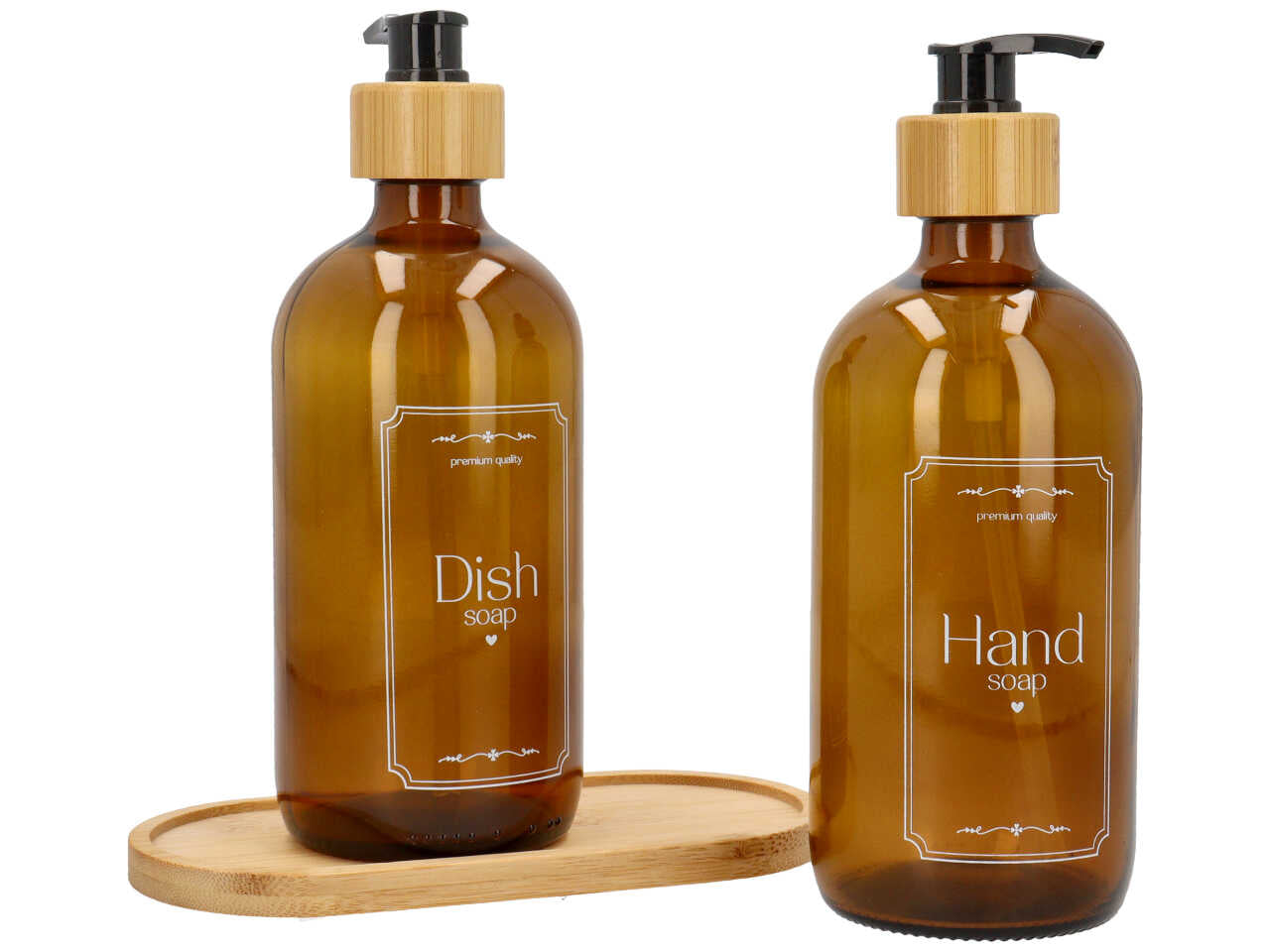 Dispenser + vassoio in vetro + bamboo d.8xh.23cm set da 2 dispenser 2 colori assortiti