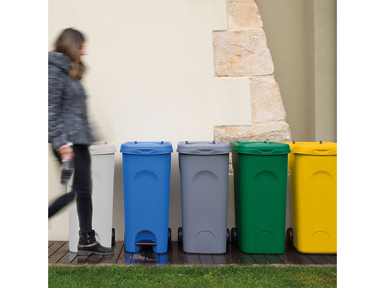 Pattumiera urban eco system capacita' 80lt con pedale colore verde