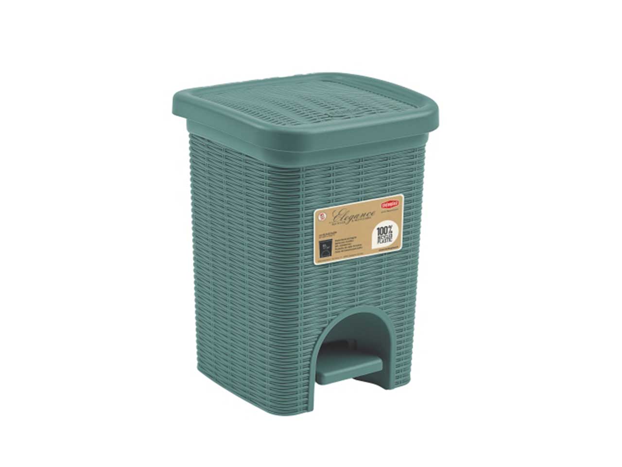 Pattumiera da bagno Elegance verde foresta in plastica 6lt, 30133 - 20,5x20,5x28 cm - Stefanplast
