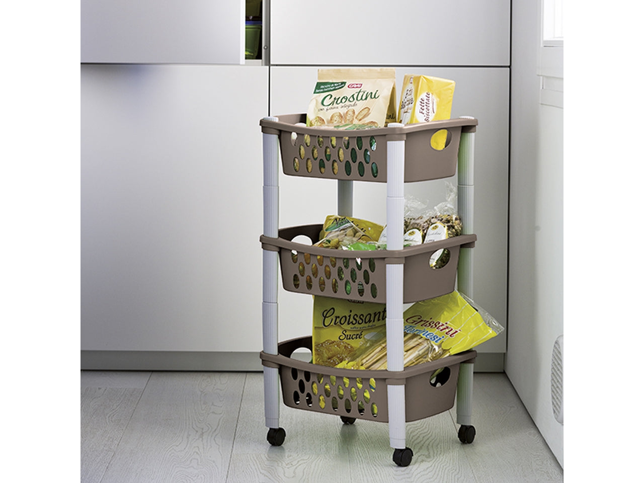 Carrello otello a 3 piani tortora