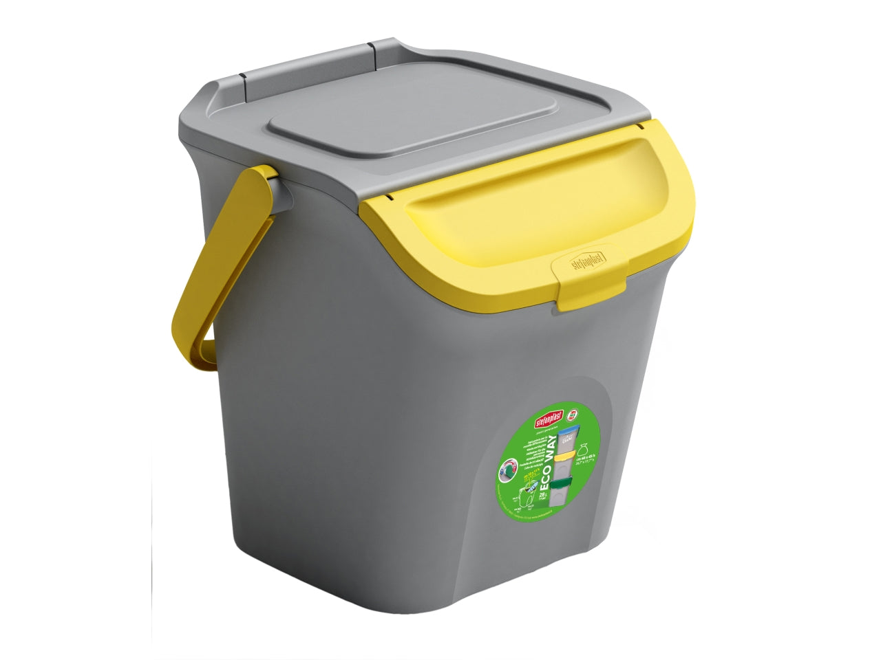 Pattumiera verticale 28l eco way grigio polvere /giallo
