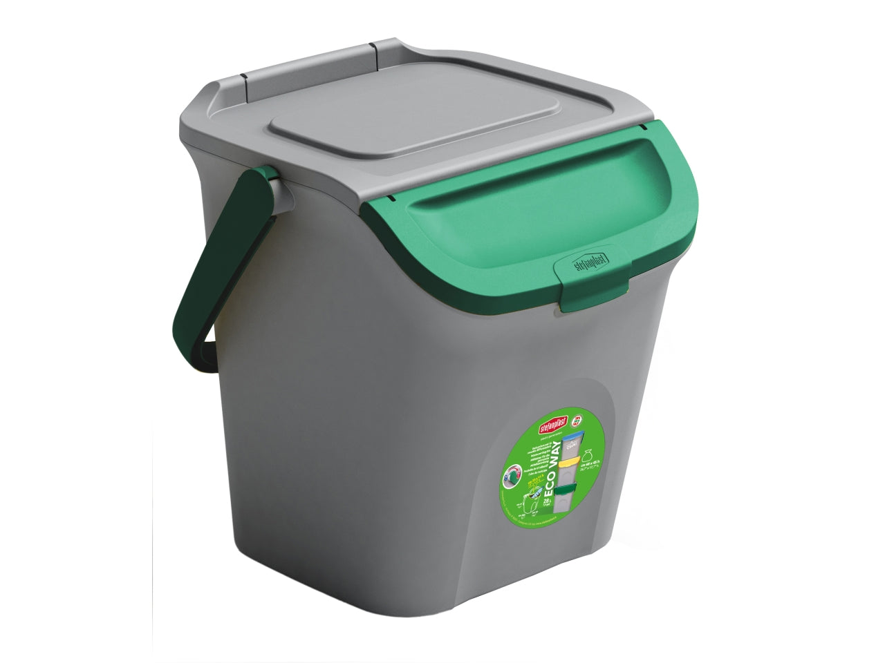 Pattumiera verticale 28l eco way grigio polvere /verde