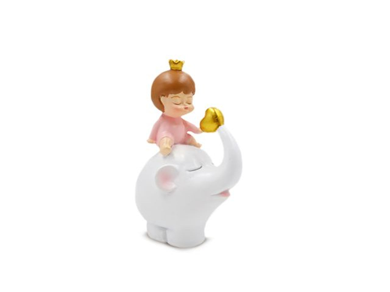 Bimba su elefante in resina 7x10cm