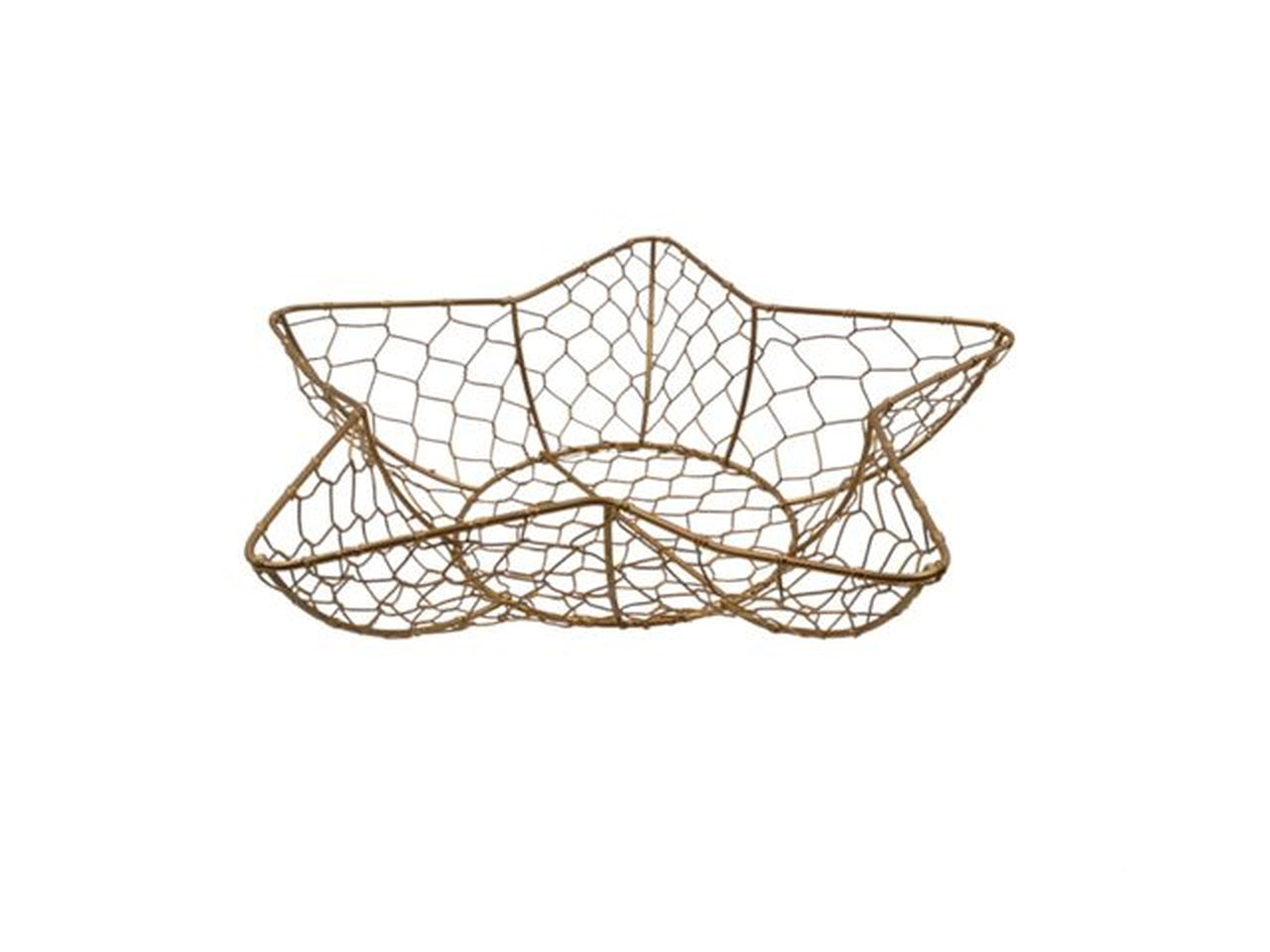 Cestino natalizio a stella in metallo rete dorata 38 cm - Sud Import