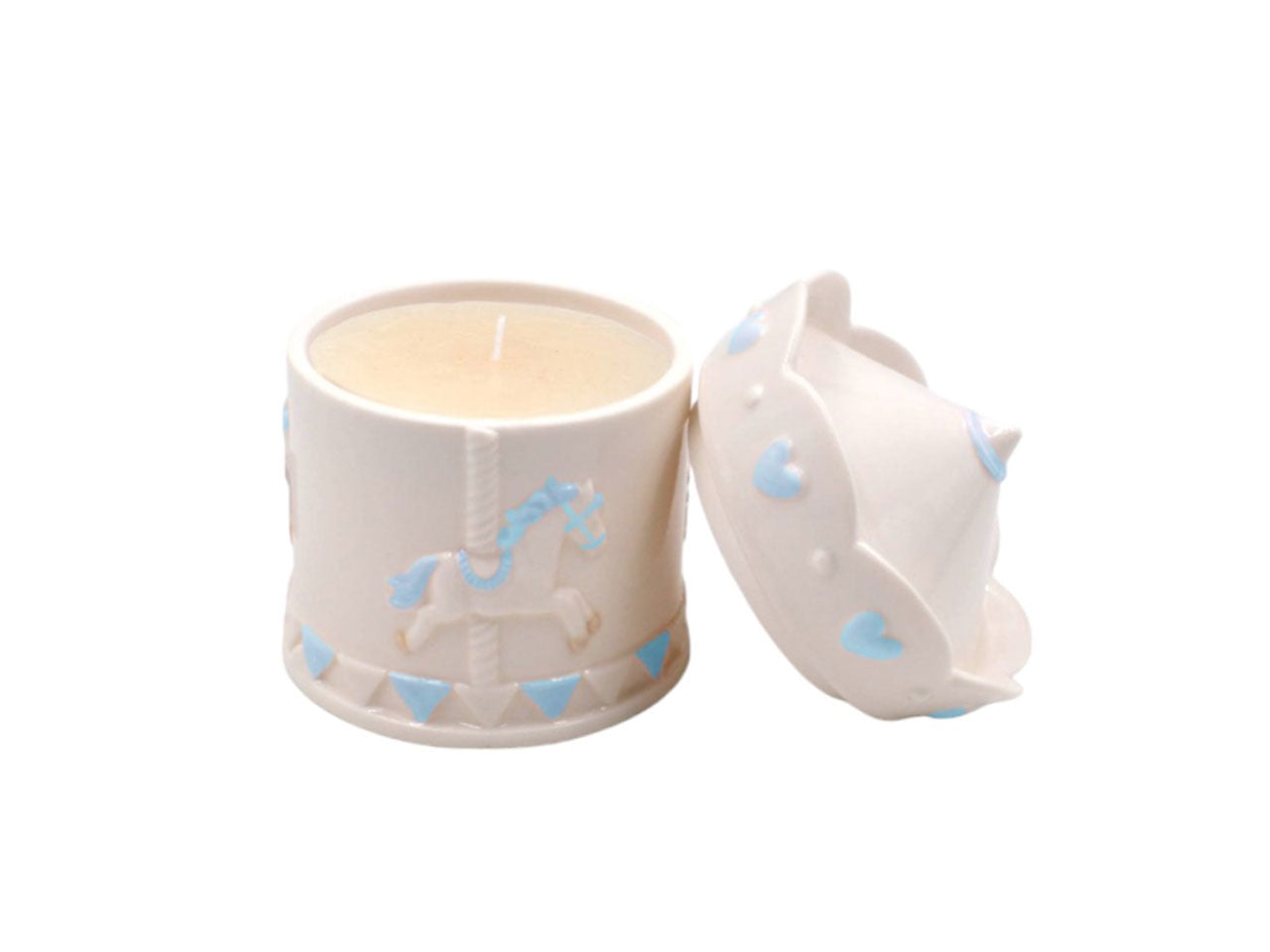 Scatola candela ceramica celeste 10x12cm