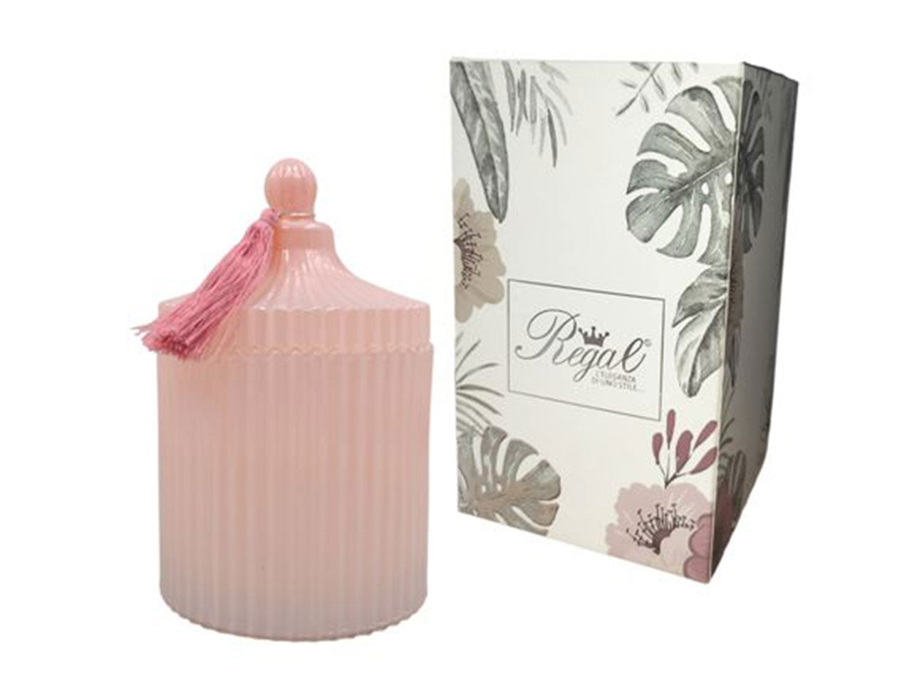 Candela vetro rosa 17cm