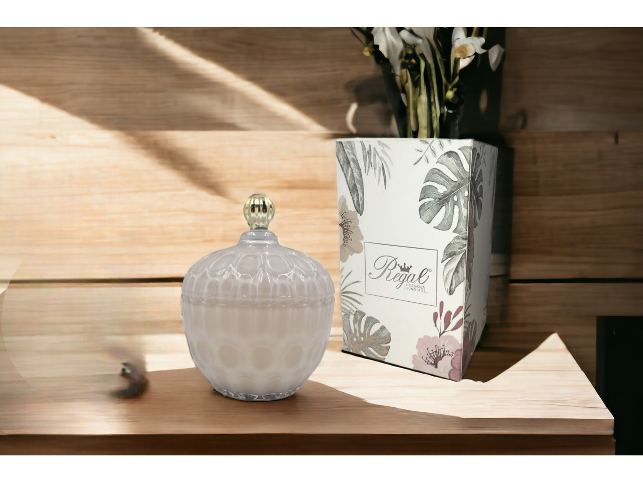 Candela vetro grigio 17cm