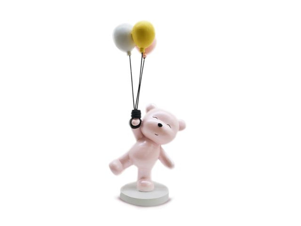 Statuina bomboniera nascita bimba orsetto con palloncini in resina - 10x16 cm - Sud Import