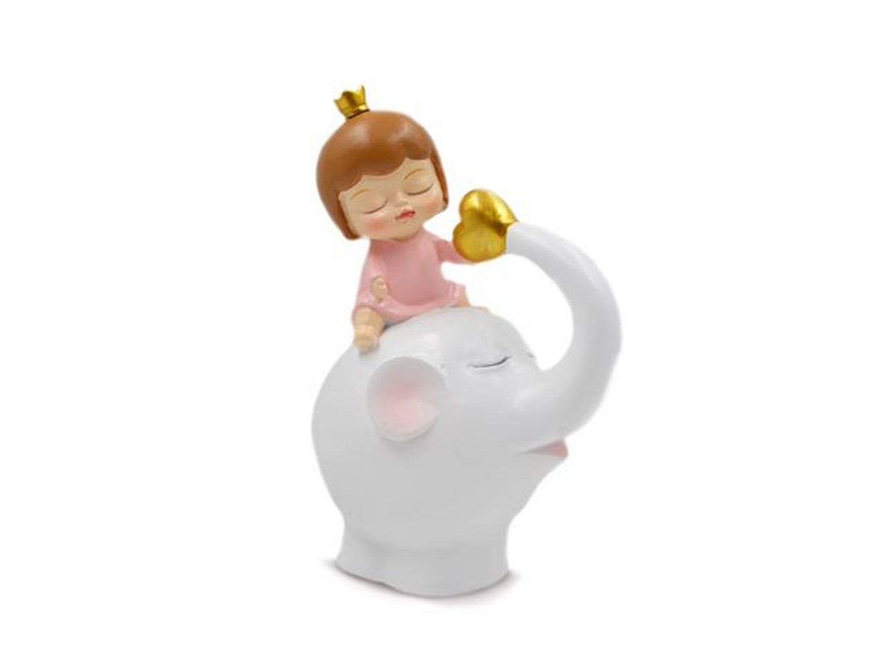 Bimba su elefante in resina 7x16cm