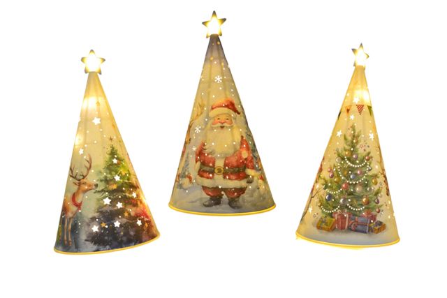 Cupoletta in carta con stampa natalizia e luci 11x21cm