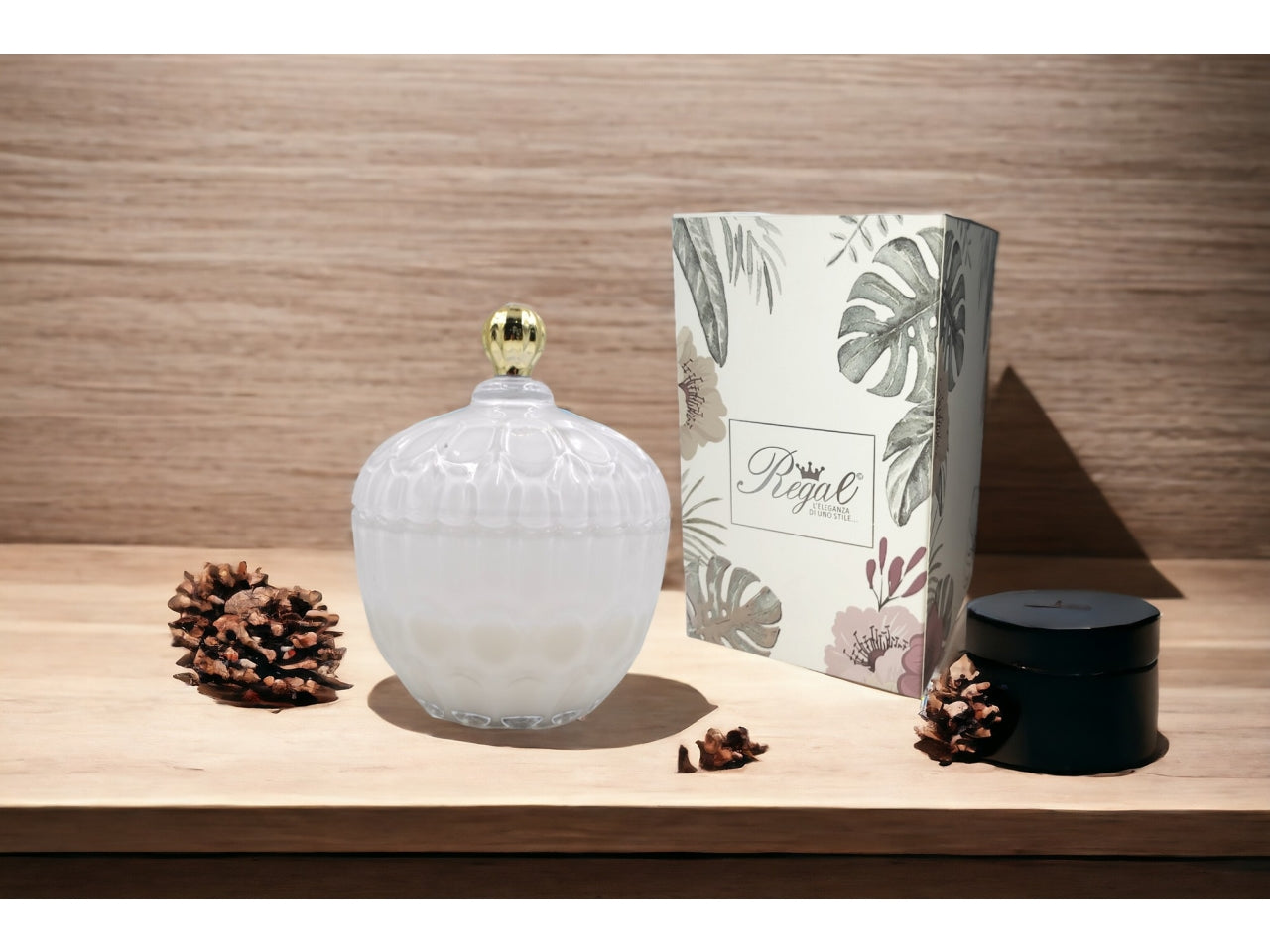 Candela vetro bianco 17cm