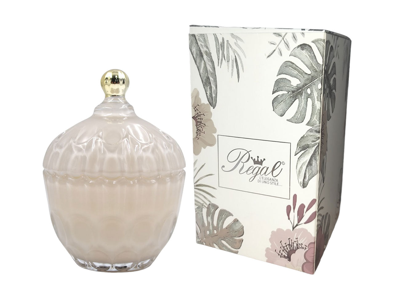 Candela vetro grigio 14cm