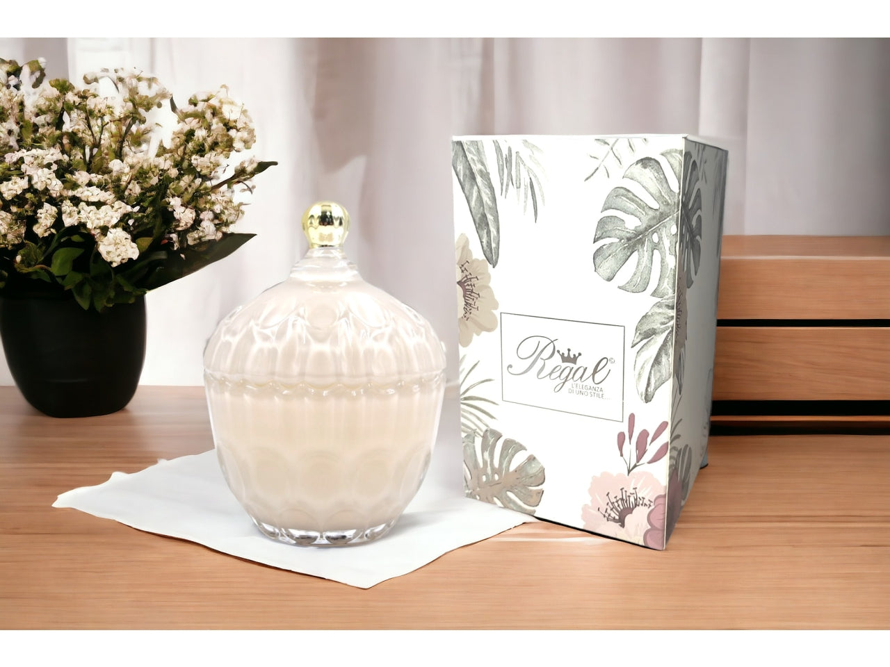 Candela vetro grigio 14cm