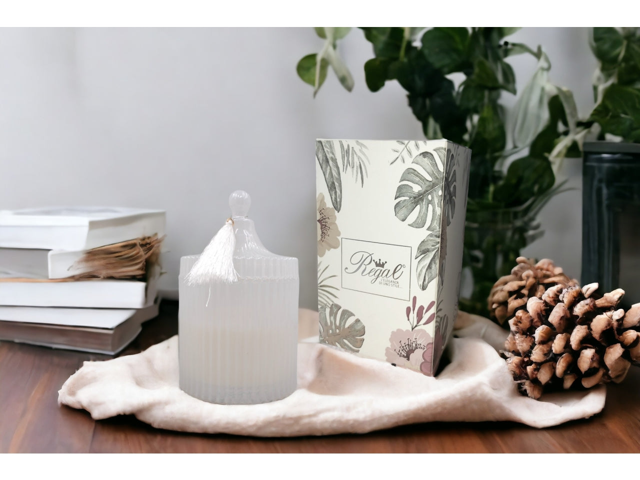 Candela vetro bianco 17cm