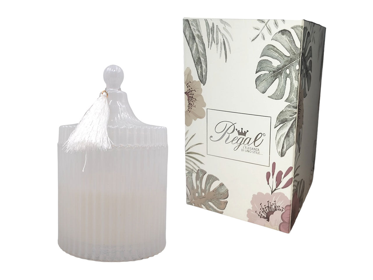 Candela vetro bianco 17cm