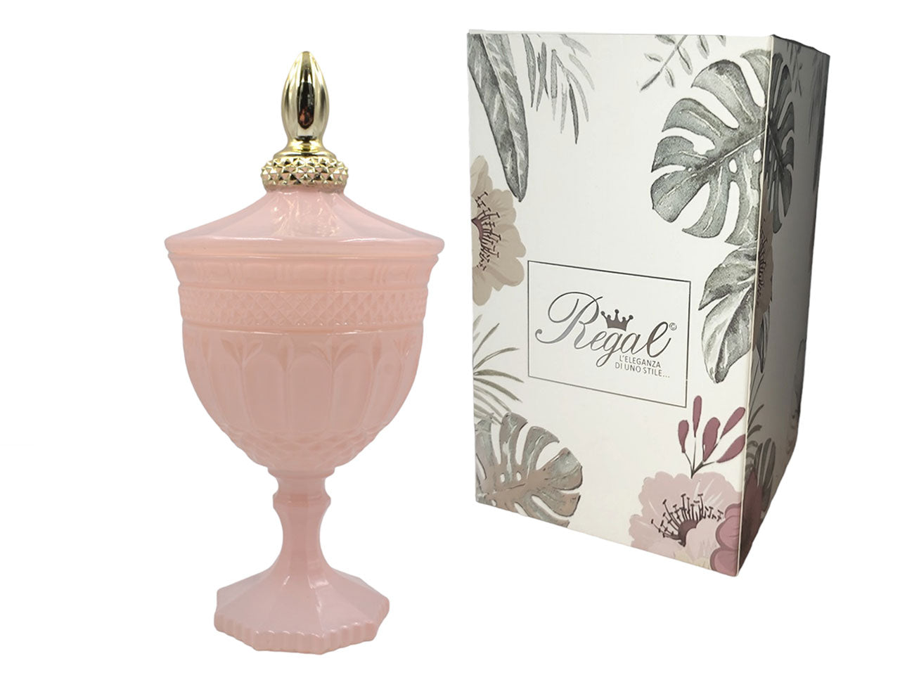 Candela vetro rosa 12x24cm