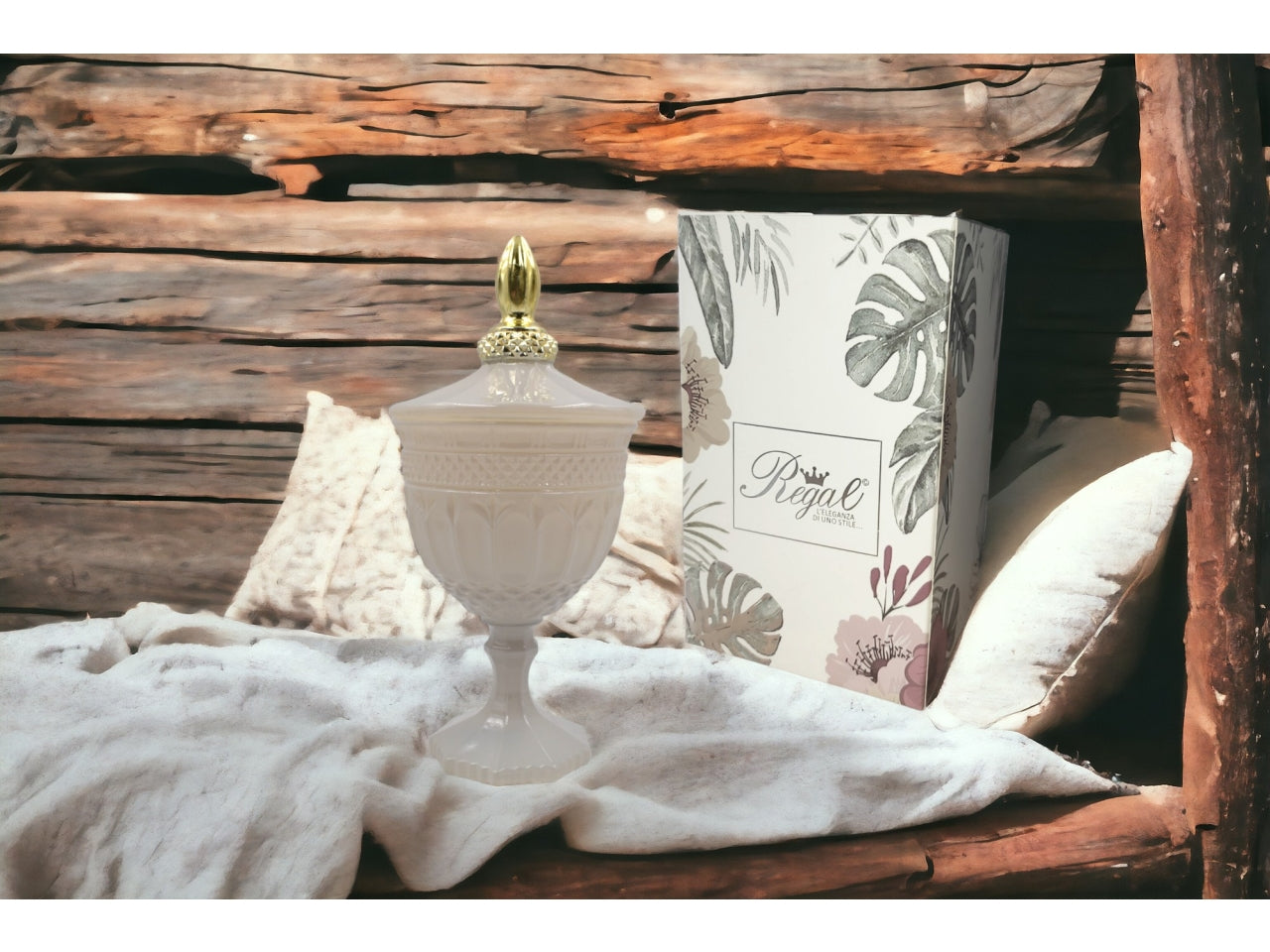 Candela vetro grigio 12x24cm