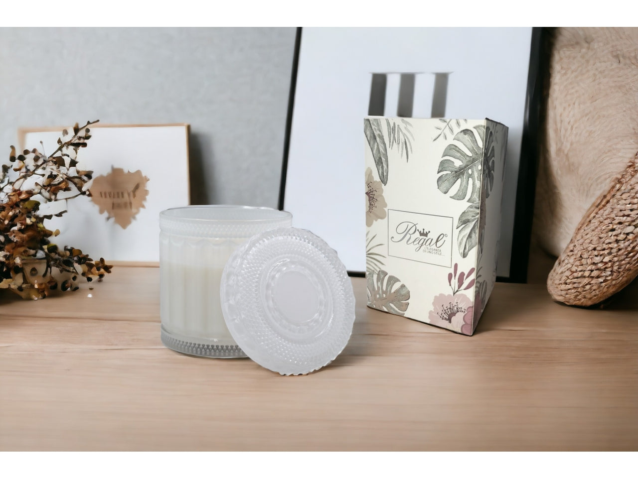 Candela vetro grande bianco 14x17cm