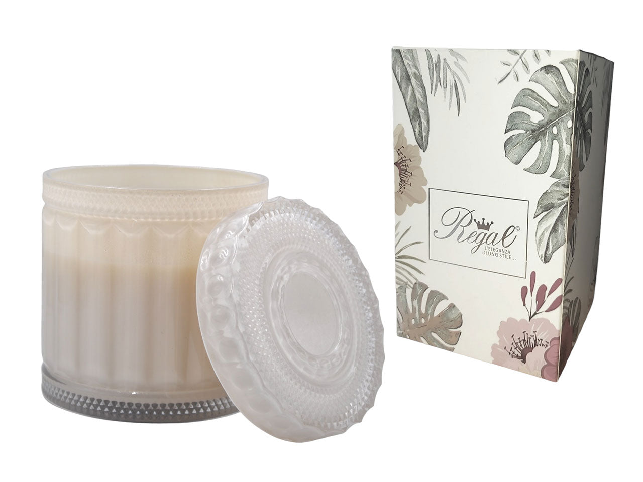 Candela vetro grande grigio 14x17cm