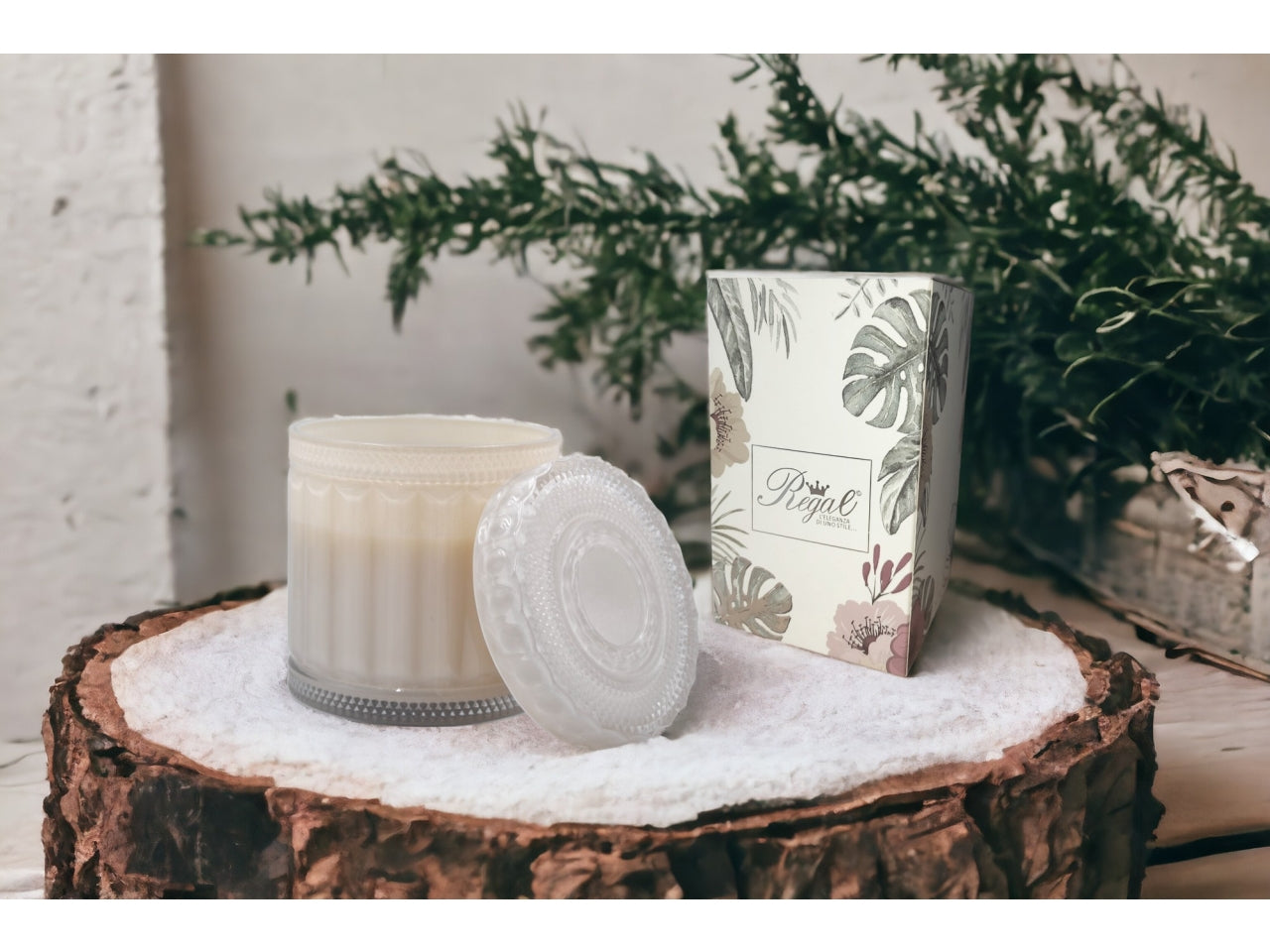 Candela vetro grande grigio 14x17cm