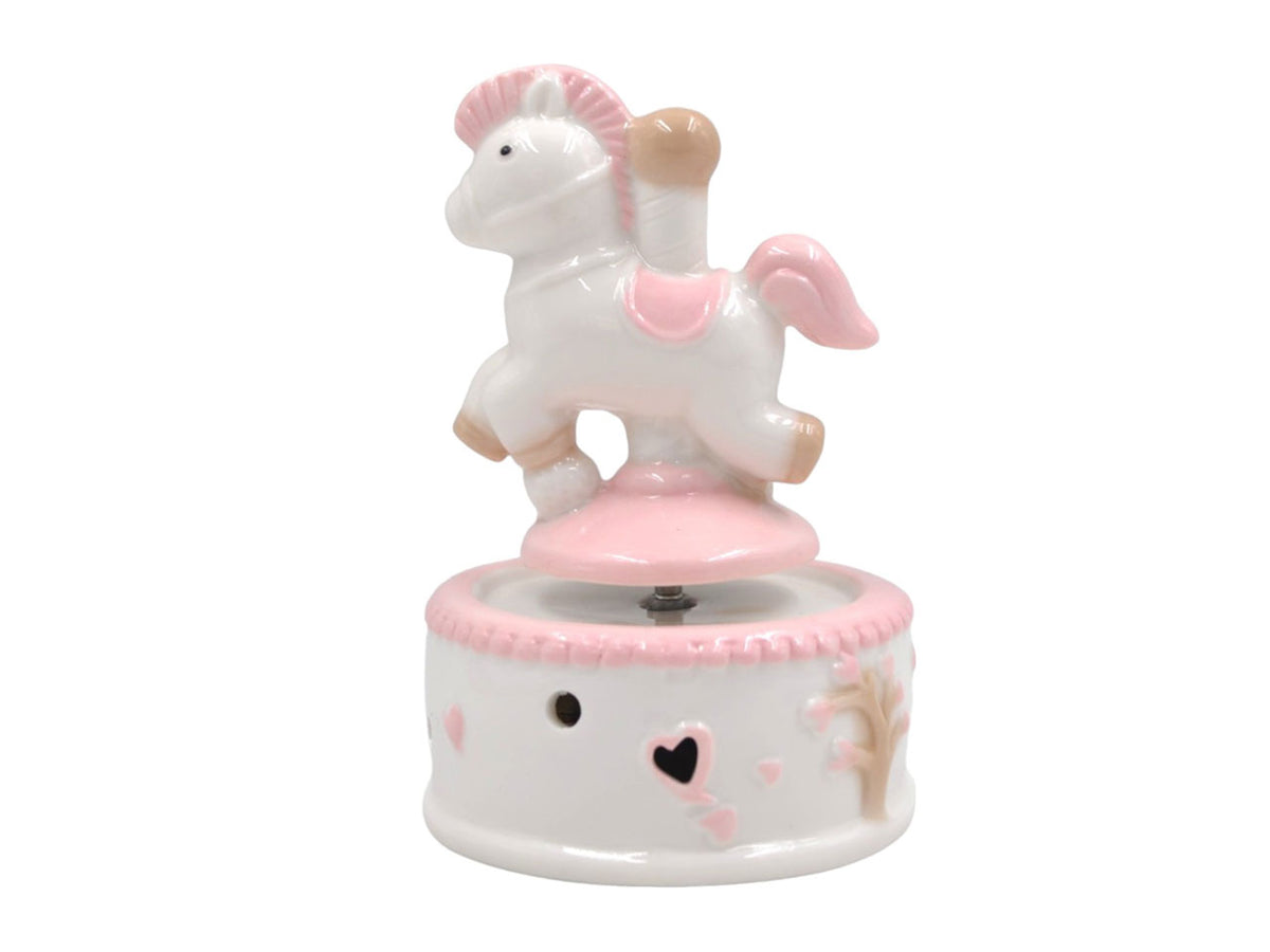 Carillon cavallino ceramica rosa 9x13cm