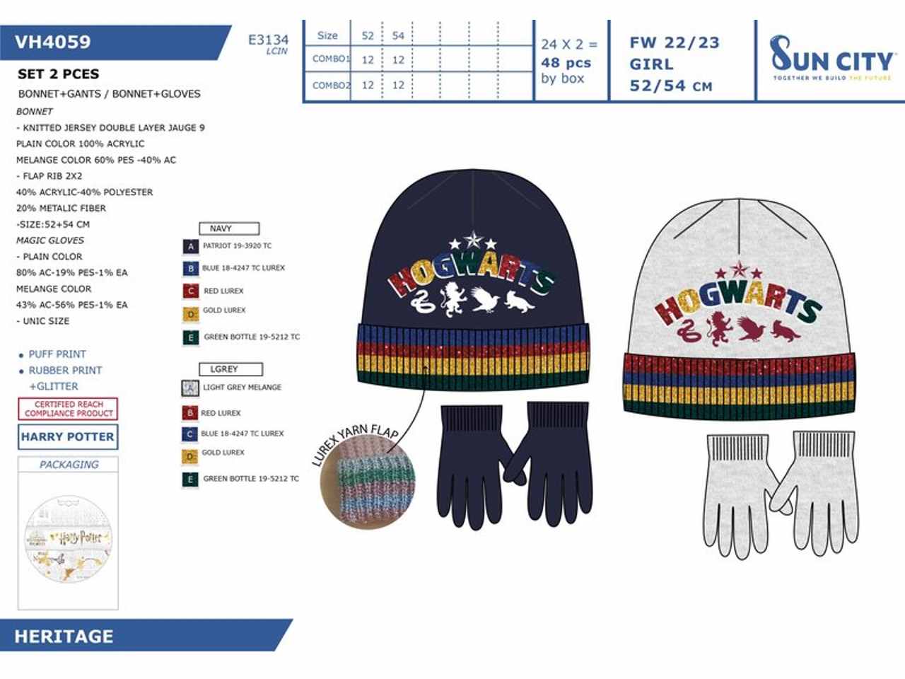 Harry potter set 2 pezzi cappello e guanti taglia 52-54$