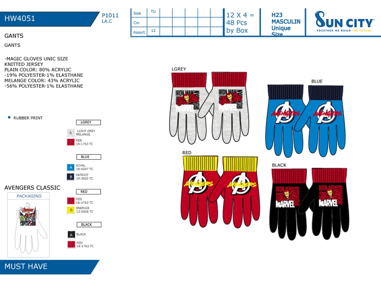 Avengers guanti - colori assortiti$