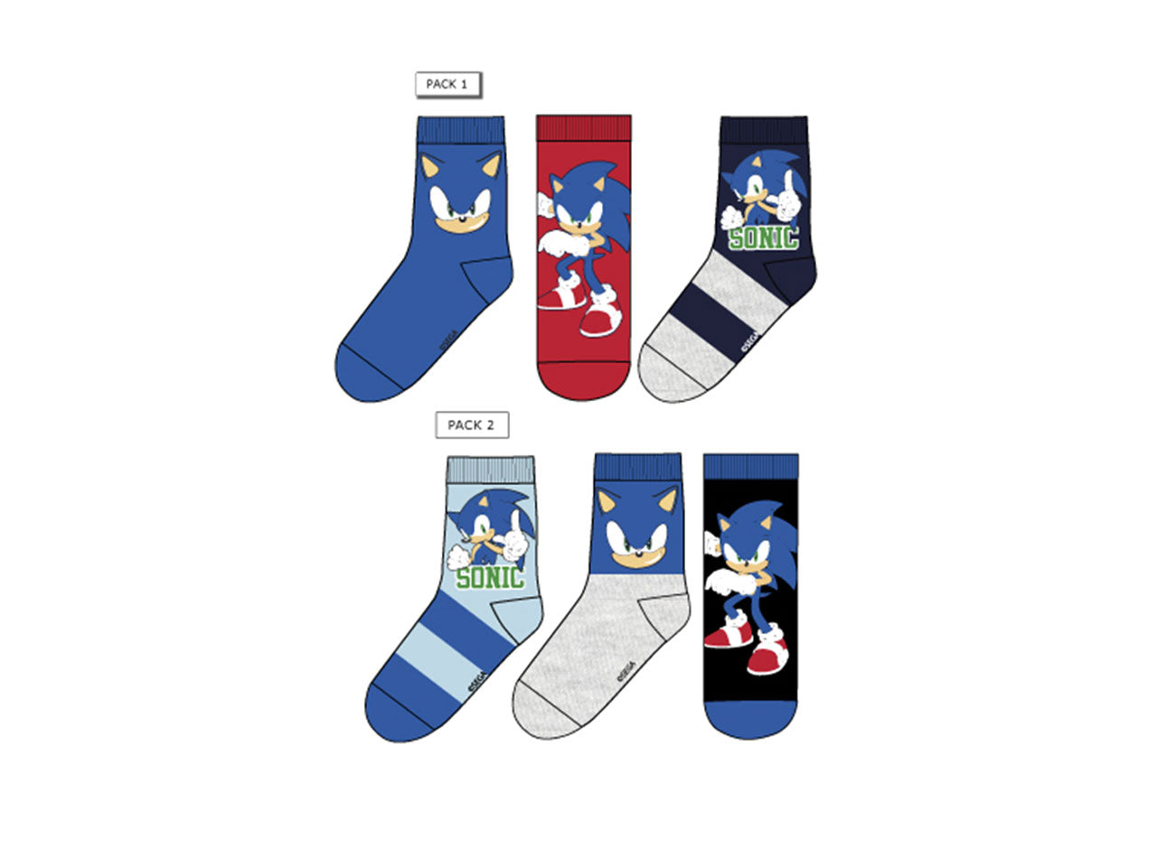 Sonic mode calzini 3 paia taglie dal 23 al 34