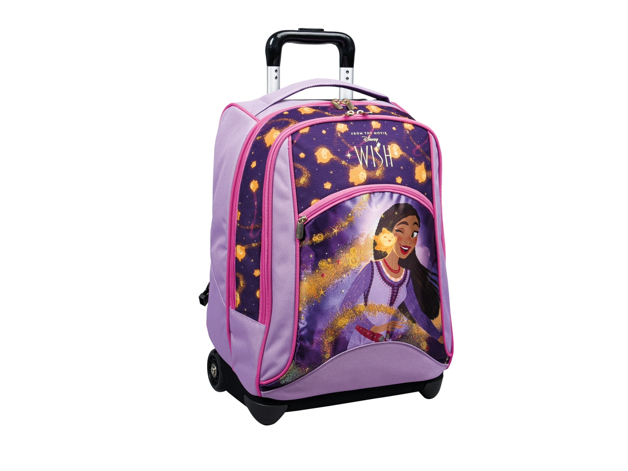 Trolley zaino scuola Wish con doppio scomparto, schienale imbottito e barra telescopica, 36,5x50x26 cm - Seven