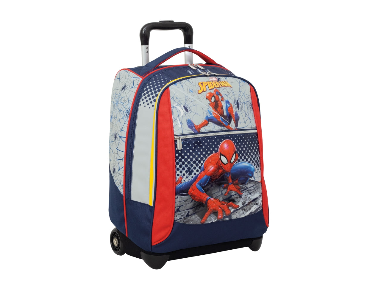 Trolley zaino scuola Spiderman con doppio scomparto, schienale imbottito e barra telescopica, 36,5x50x26 cm - Seven
