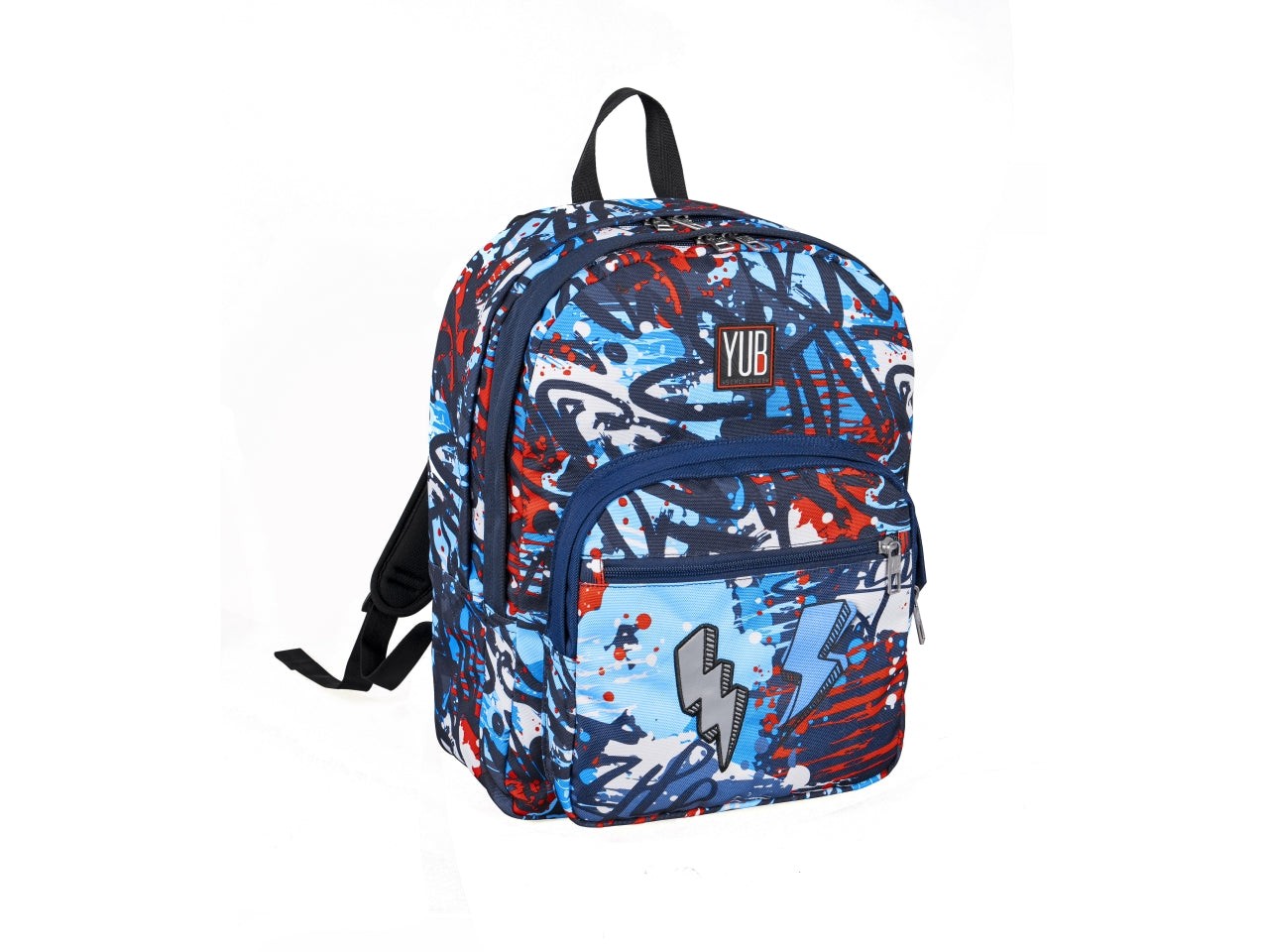 Zaino scuola Yub Street Doodles doppio scomparto e tasca laterale porta borraccia, assortiti 28 lt  - Seven