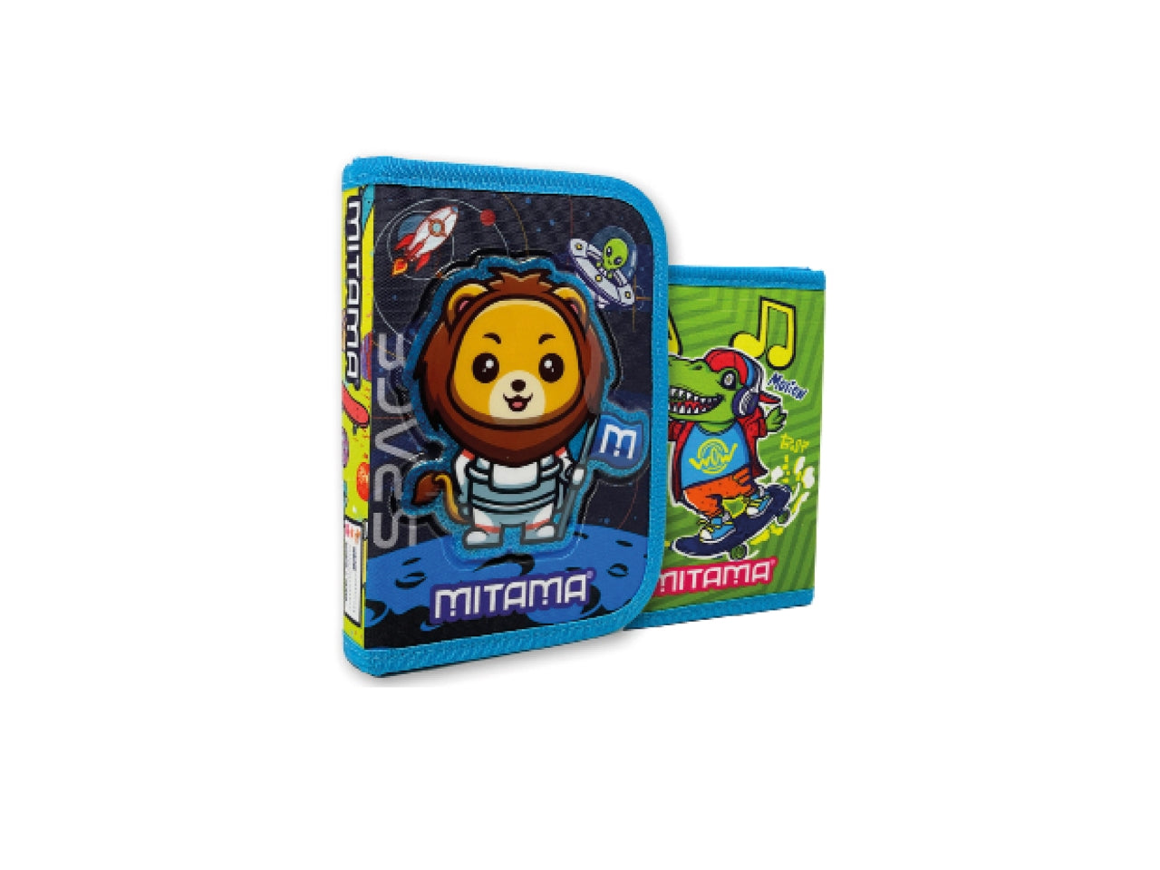 Astuccio scuola Mitama 1 zip, Spinny boy/girl con 14 pezzi