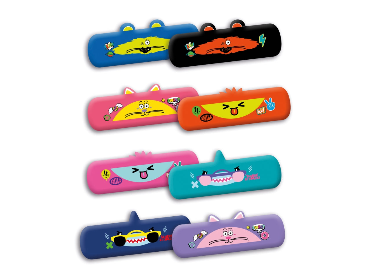 Astuccio ovale scuola Mitama Animals di silicone assortiti, 6,5x22 cm