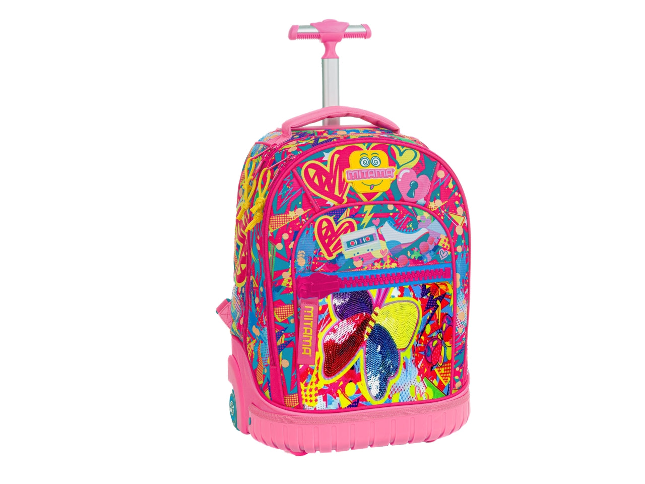 Zaino trolley scuola Mitama, Run Girl in tessuto impermeabile assortiti con tasca laterale porta borraccia, 34x50x26 cm, 33 lt