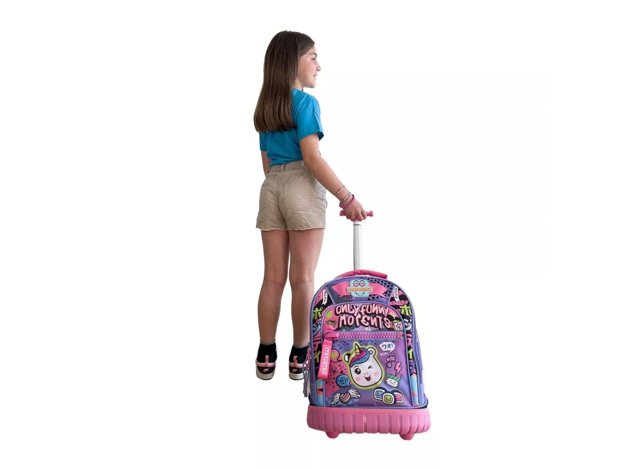 Zaino trolley scuola Mitama, Run Girl in tessuto impermeabile assortiti con tasca laterale porta borraccia, 34x50x26 cm, 33 lt