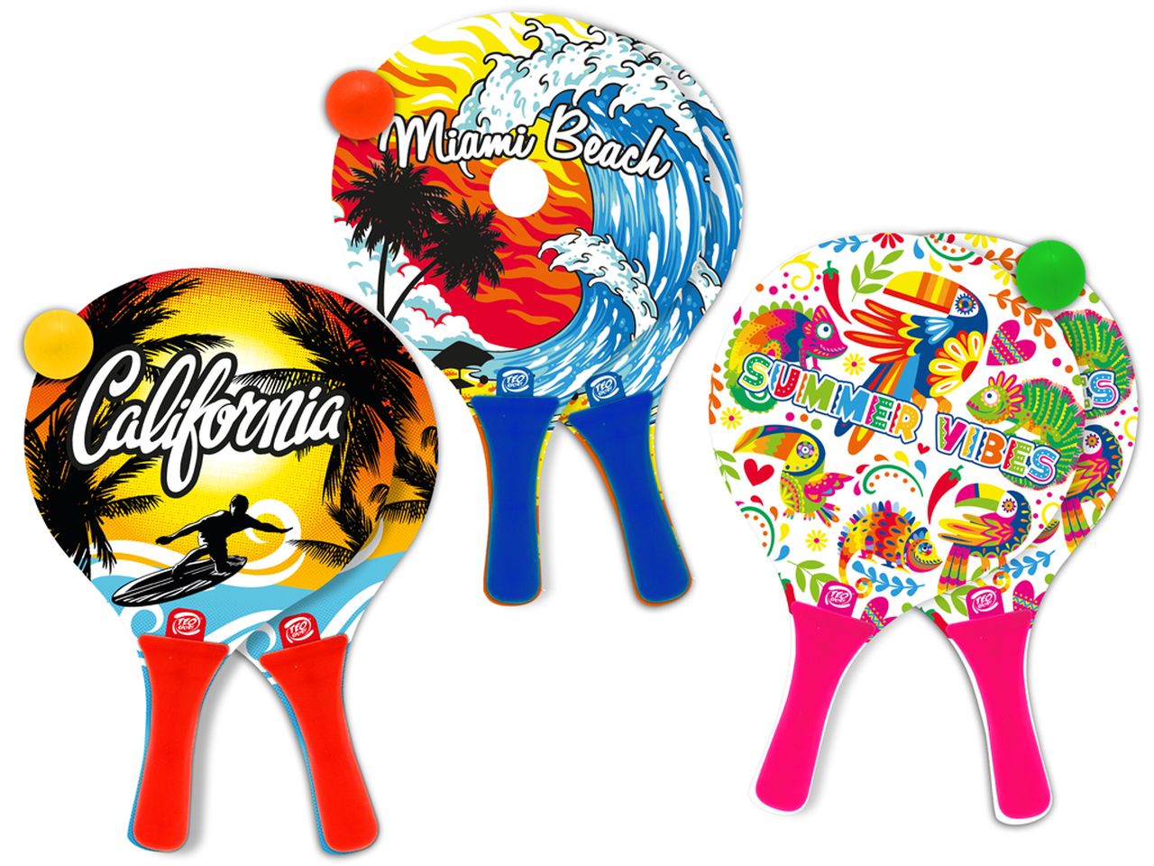 Racchettoni in legno con pallina 7mm in 3 modelli