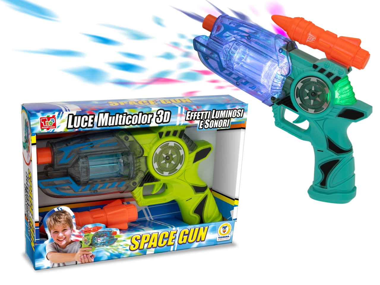 Pistola spaziale luci e suoni in colori assortiti ortiti